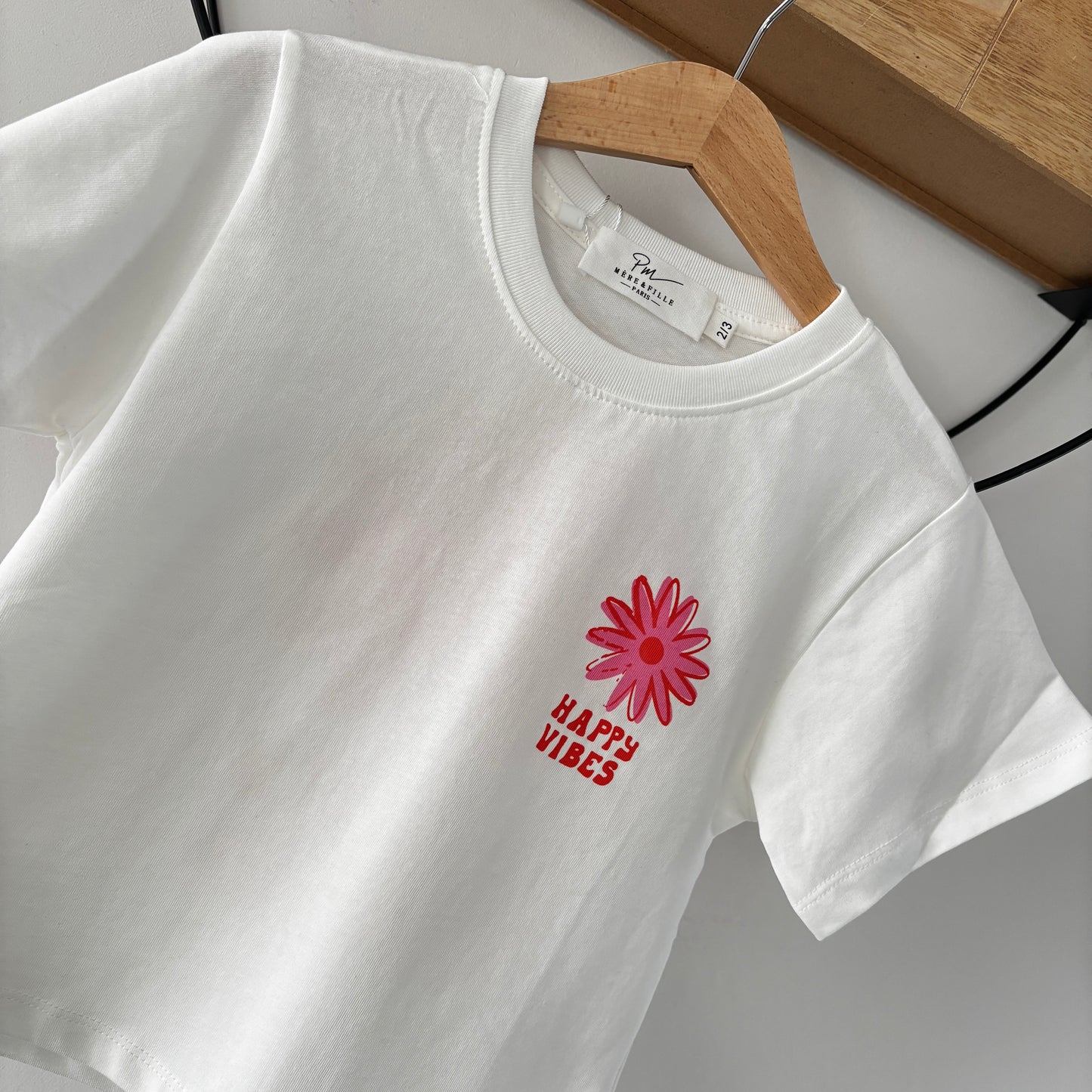 Mère & Fille - T-shirt blanc Happy Vibes