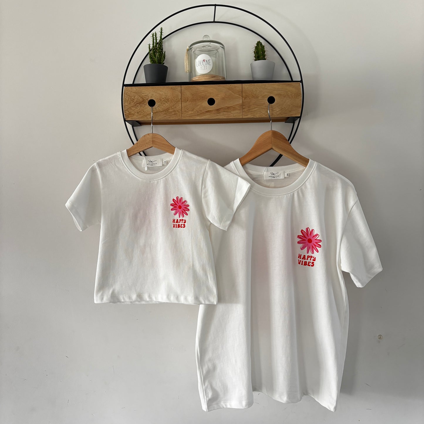 Mère & Fille - T-shirt blanc Happy Vibes