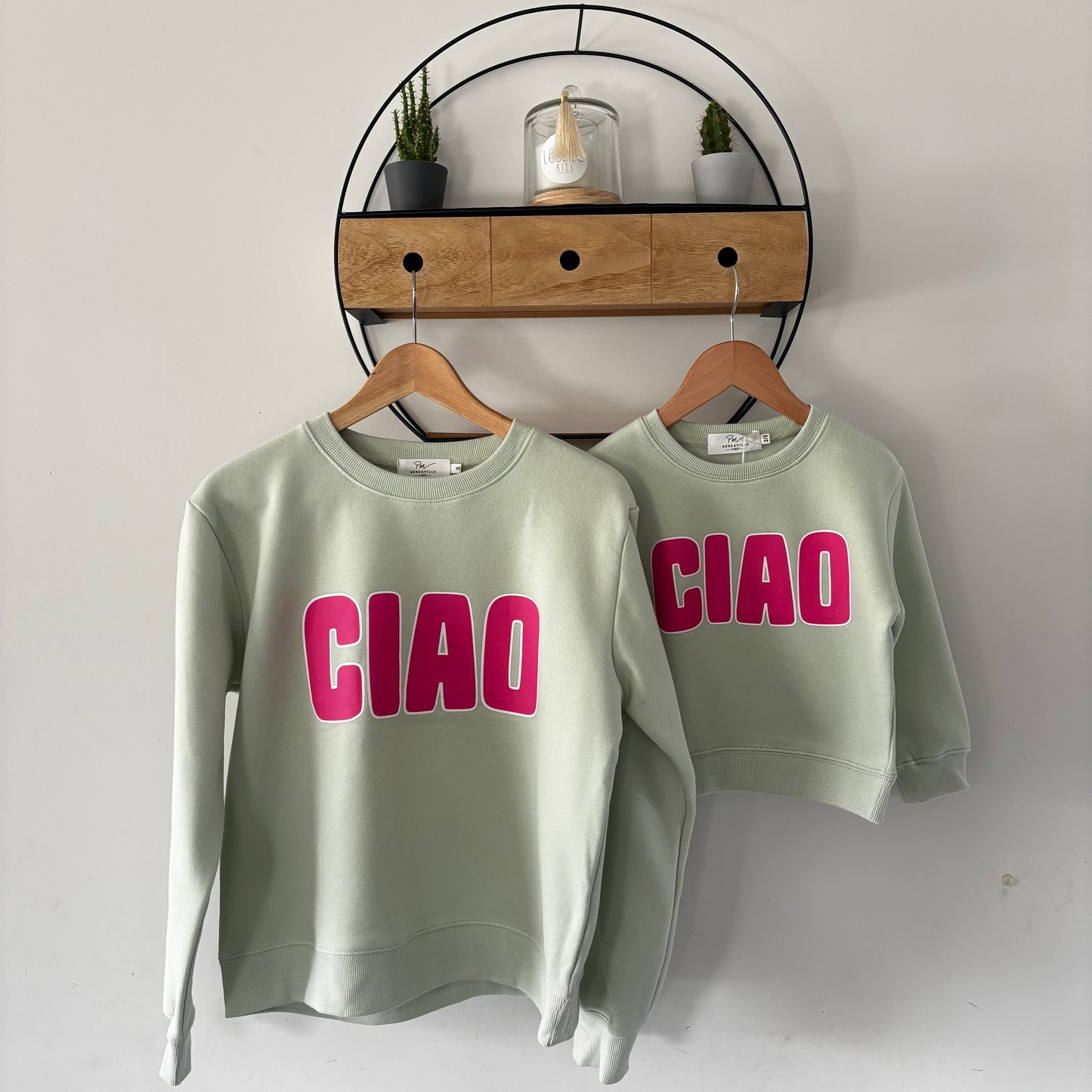 Mère & Fille - Sweat vert d'eau CIAO