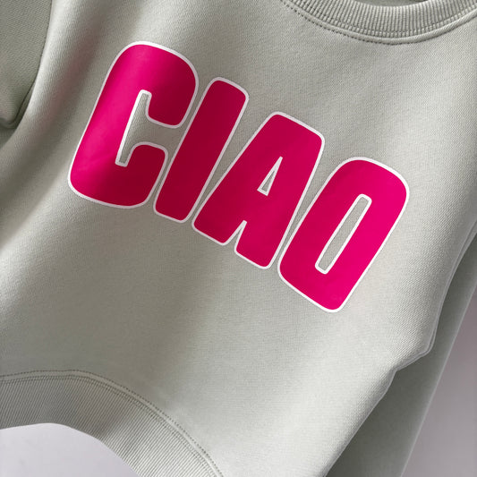 Mère & Fille - Sweat vert d'eau CIAO