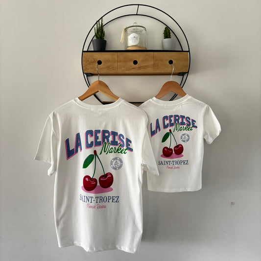 Mère & Fille - T-shirt blanc "La cerise Market"