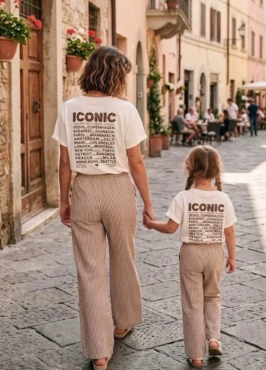 Mère & Fille - T-shirt banc & léopard ICONIC