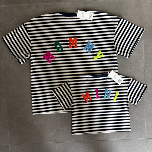 Mère & Fille : T-shirt rayé navy blanc MINI ou MOMMY