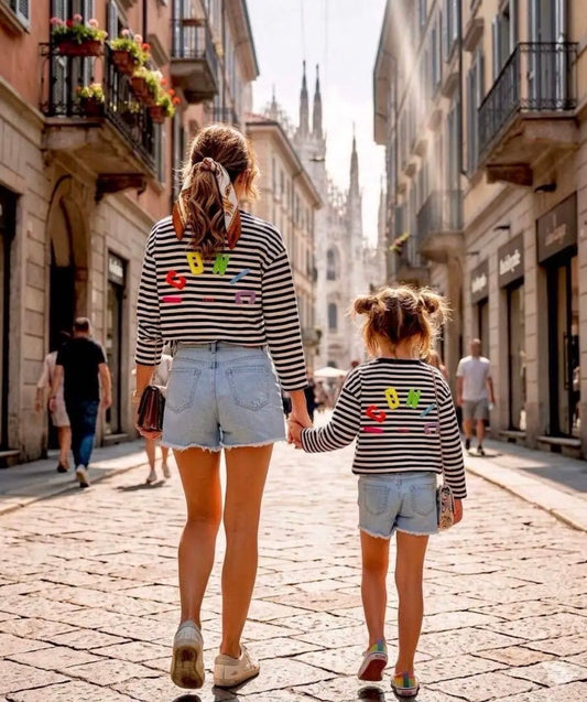 Mère & Fille - Sweat rayé navy & blanc ICONIC