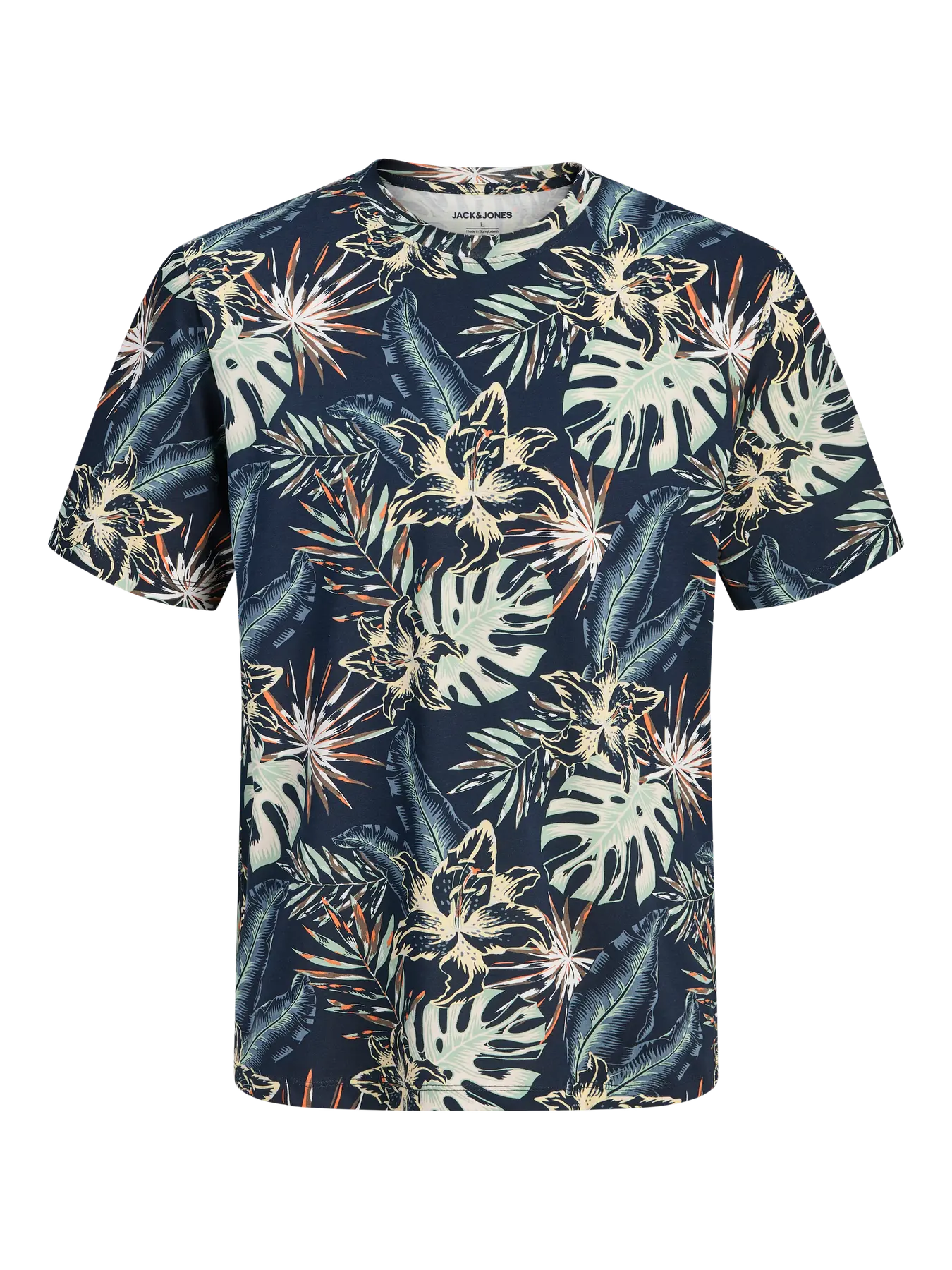 Jack & Jones – Navy Blazer Blumen-T-Shirt JJ HONOLULU