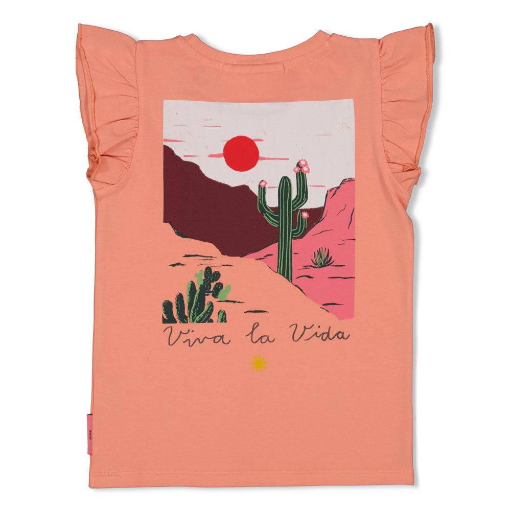 Jubel - T-shirt backprint saumon Salsa Sunset