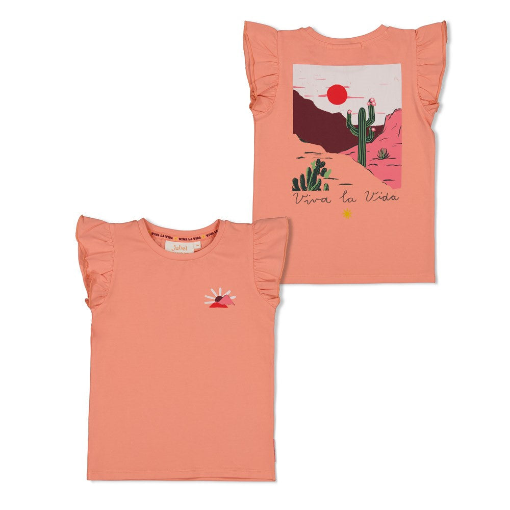 Jubel - T-shirt backprint saumon Salsa Sunset