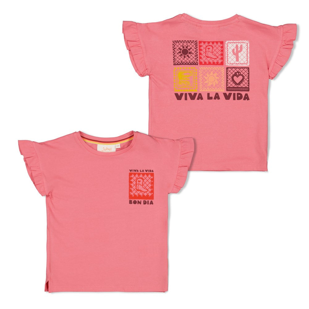 Jubel - T-shirt backprint rose Salsa Sunset