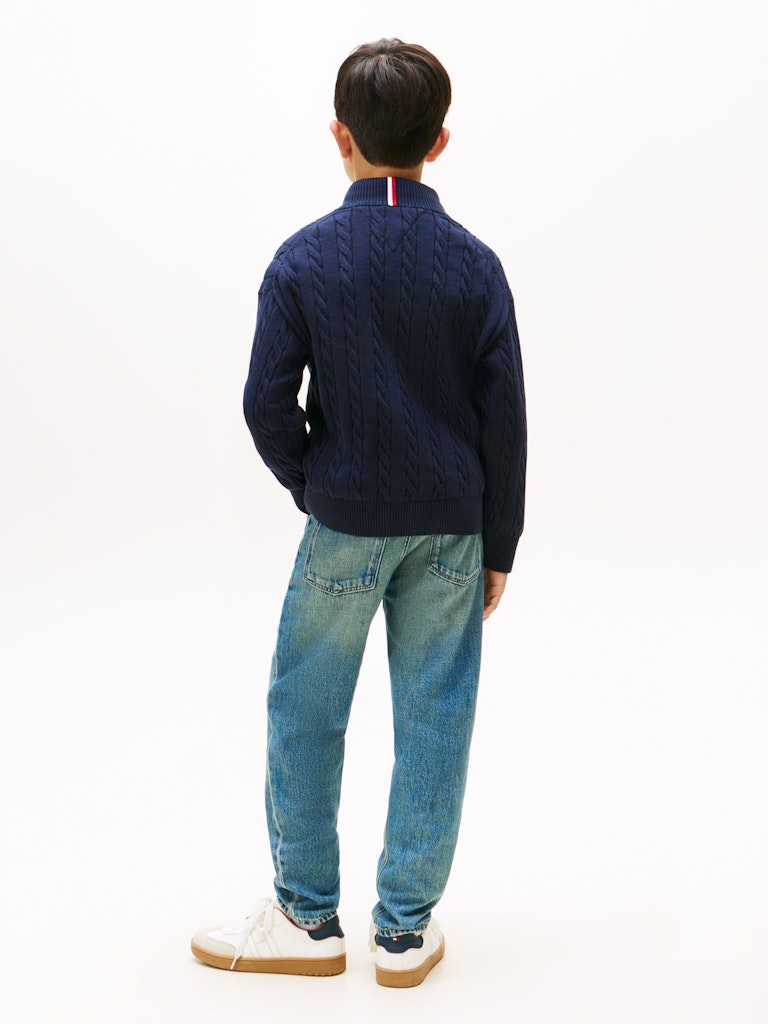 Tommy Hilfiger - Pull zippé en maille Dark Night Navy