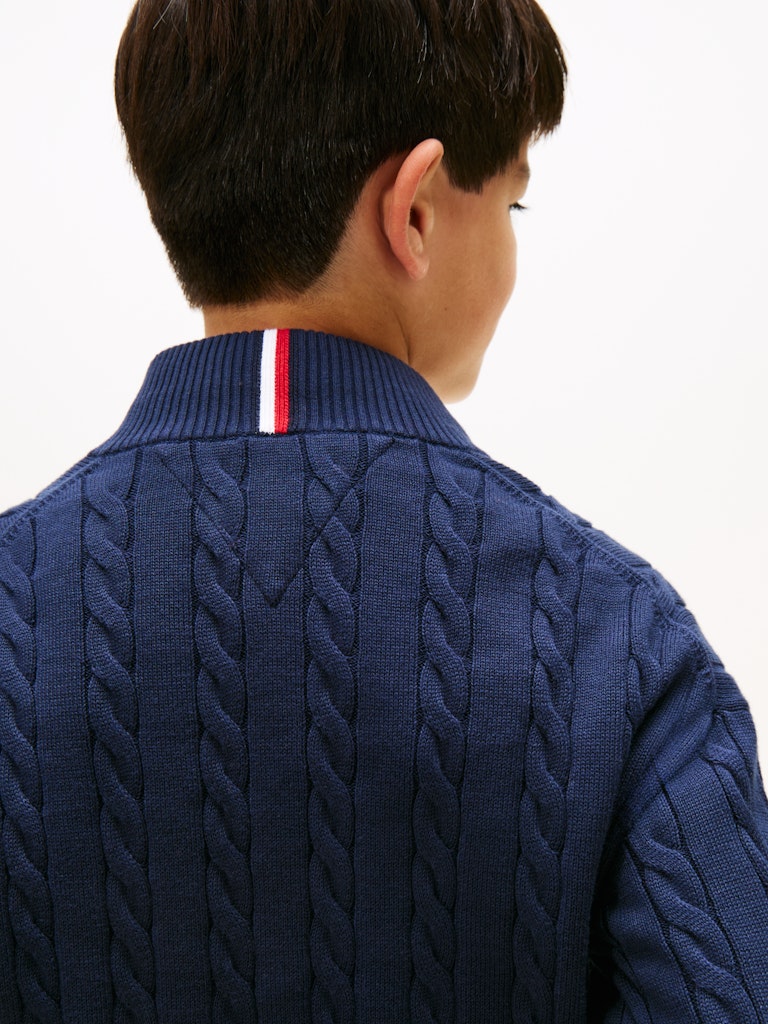 Tommy Hilfiger - Pull zippé en maille Dark Night Navy