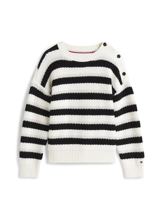 Tommy Hilfiger - Pull ligné Ivory Silk