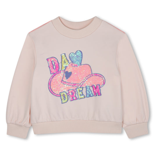Billieblush - Powder pink sweatshirt & Dream inscription in sequins