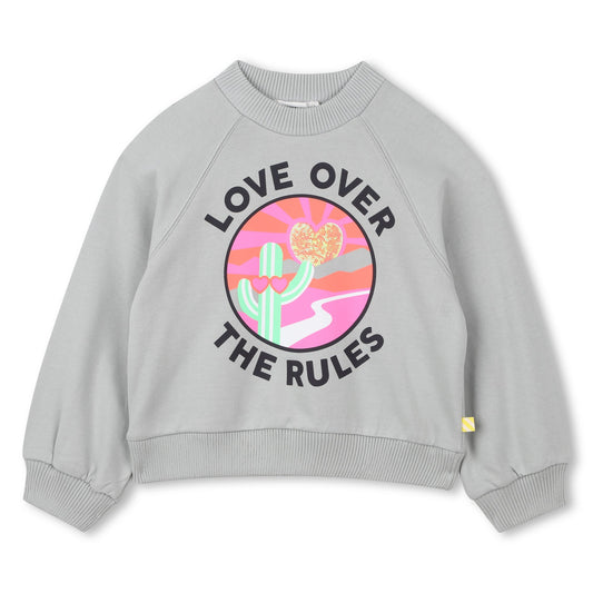 Billieblush - Gray Sweatshirt "Love Over the Rules"