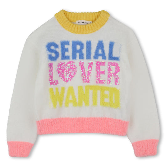 Billieblush - Jacquard Pull "Servial Lover" in pailletten