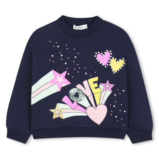 Billieblush - Indigo Blue & Sequins "Love" Sweatshirt