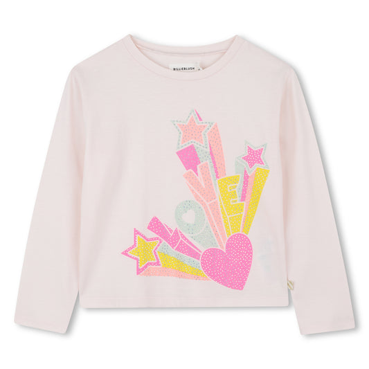 Billieblush - Pink T -shirt Courage "Love" in Sequins