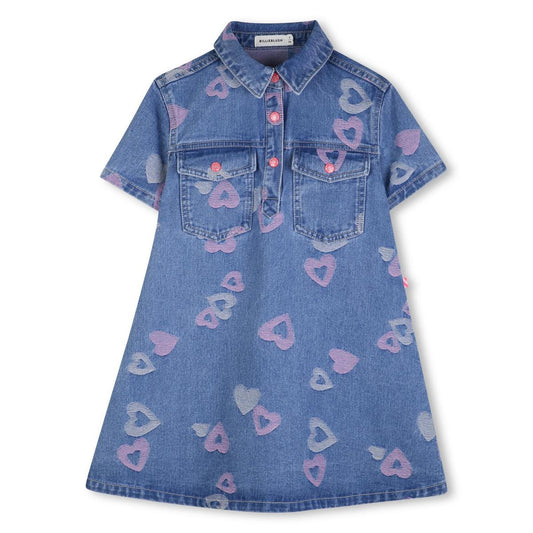 Billieblush - Robe denim blue jacqaurd & coeur