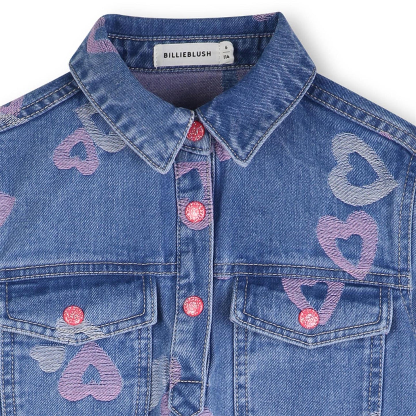 Billieblush - Blue jacqaurd & heart denim dress