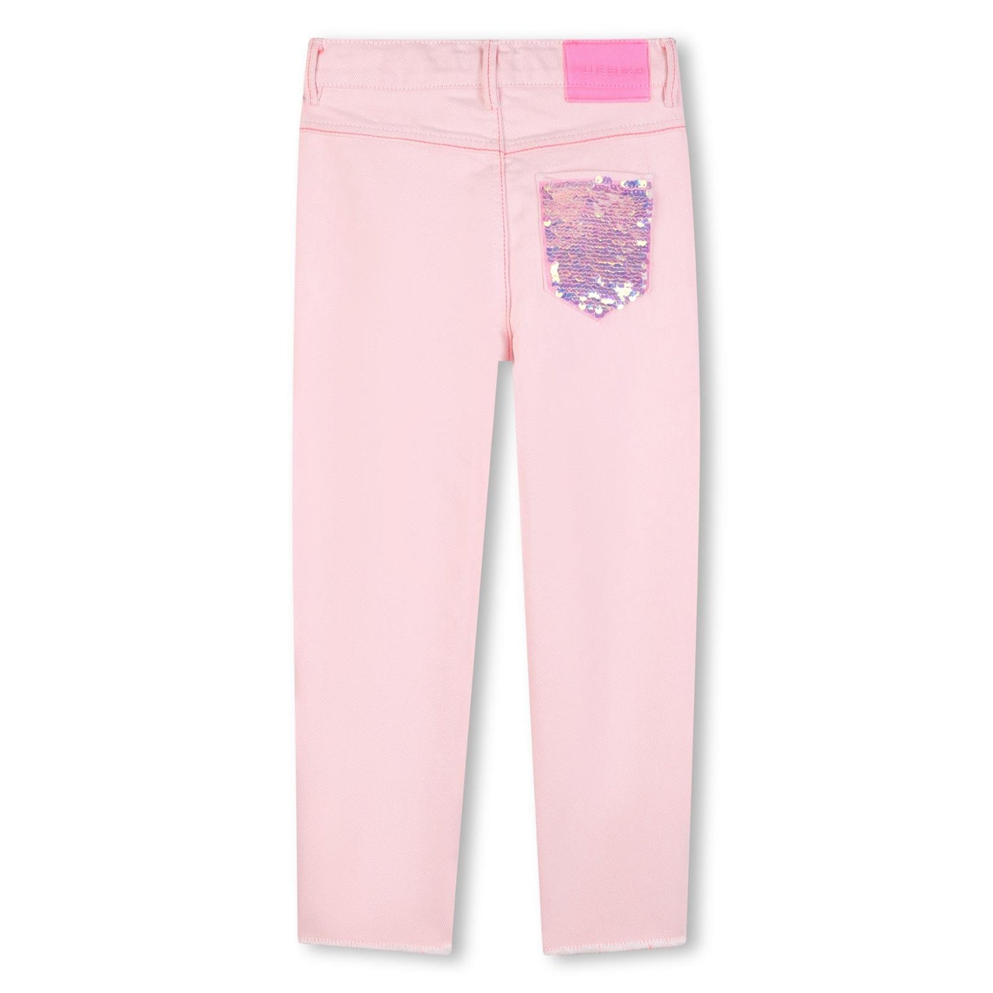 Billieblush - Ecru pink twill pants & sequined back pocket