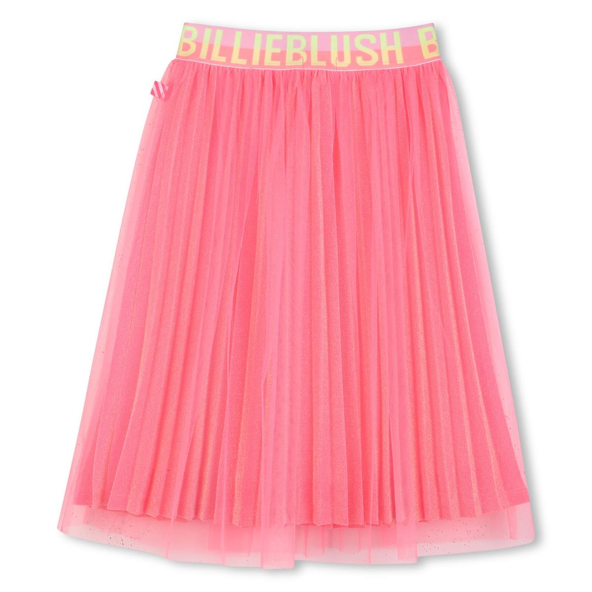 Billieblush - Neon pink pleated & sequined long skirt
