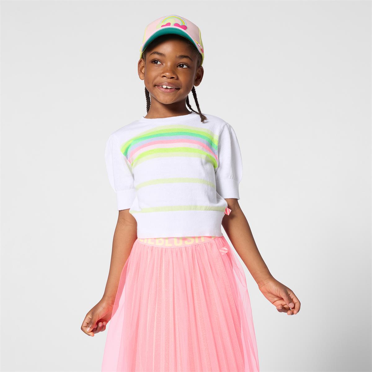 Billieblush - Neon pink pleated & sequined long skirt