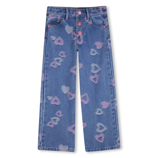 Billieblush - Blauwe denimbroek van jacquard en hart