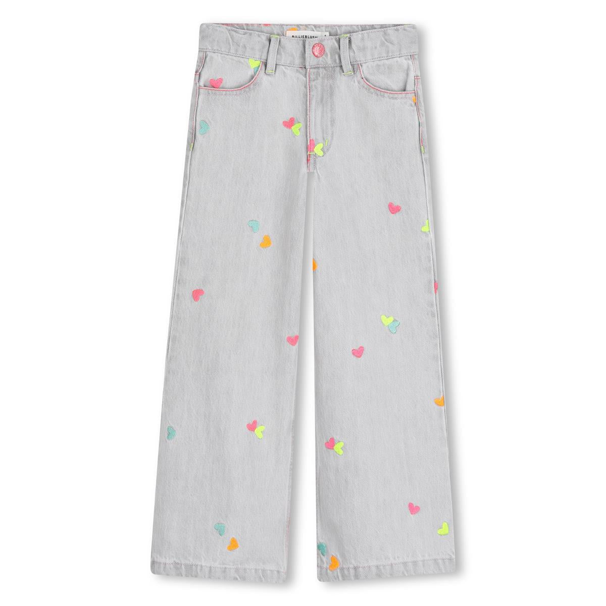 Billieblush - Pantalón vaquero gris con corazones fantasía
