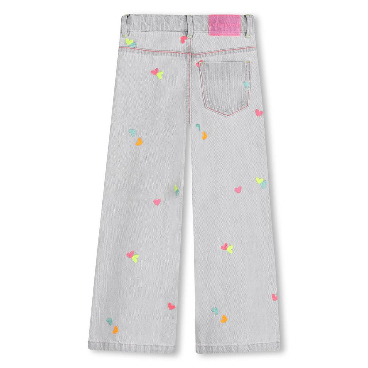 Billieblush - Pantalón vaquero gris con corazones fantasía