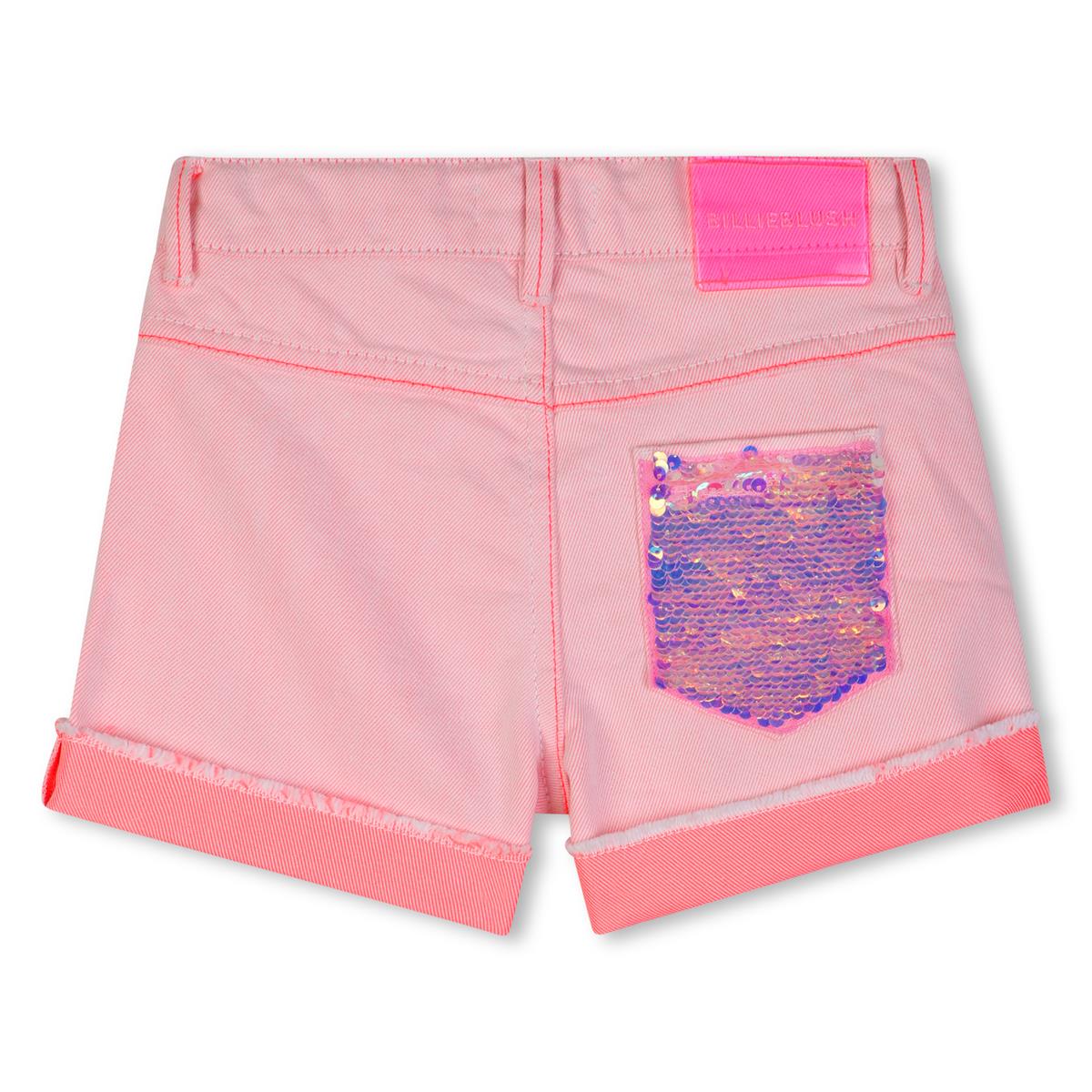 Billieblush - Ecruroze twill short en zak met pailletten