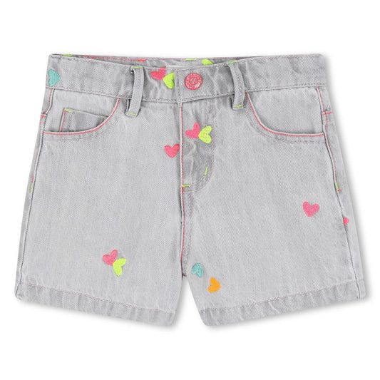 Billieblush - Grijze denim short met mooie hartjes