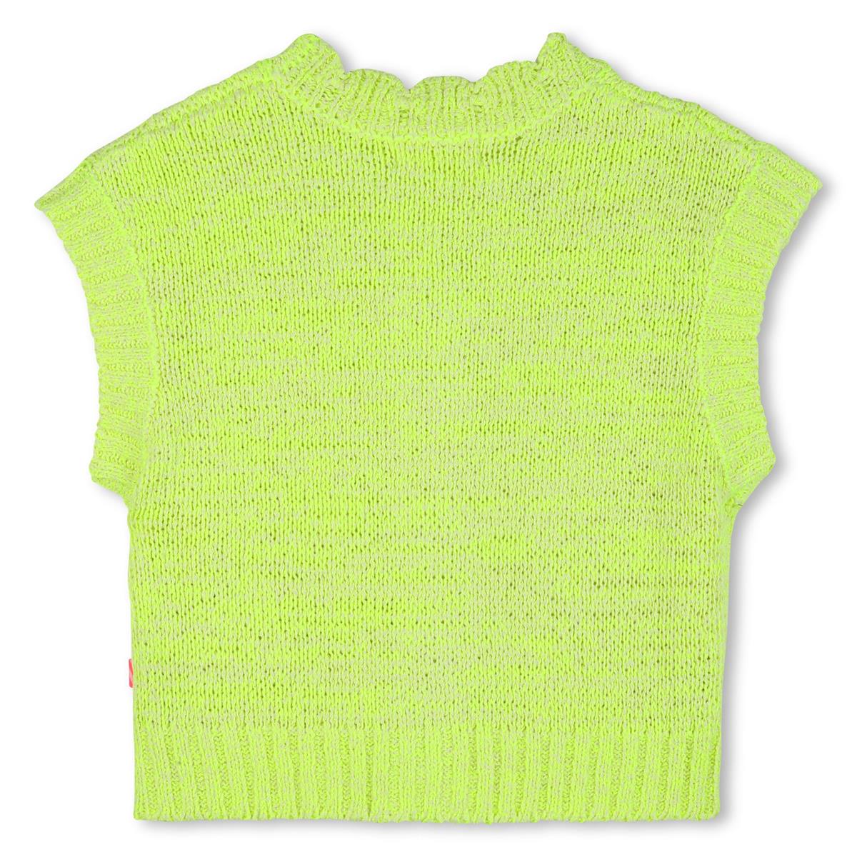 Billieblush - Fluorescerend geel gebreid mouwloos vest