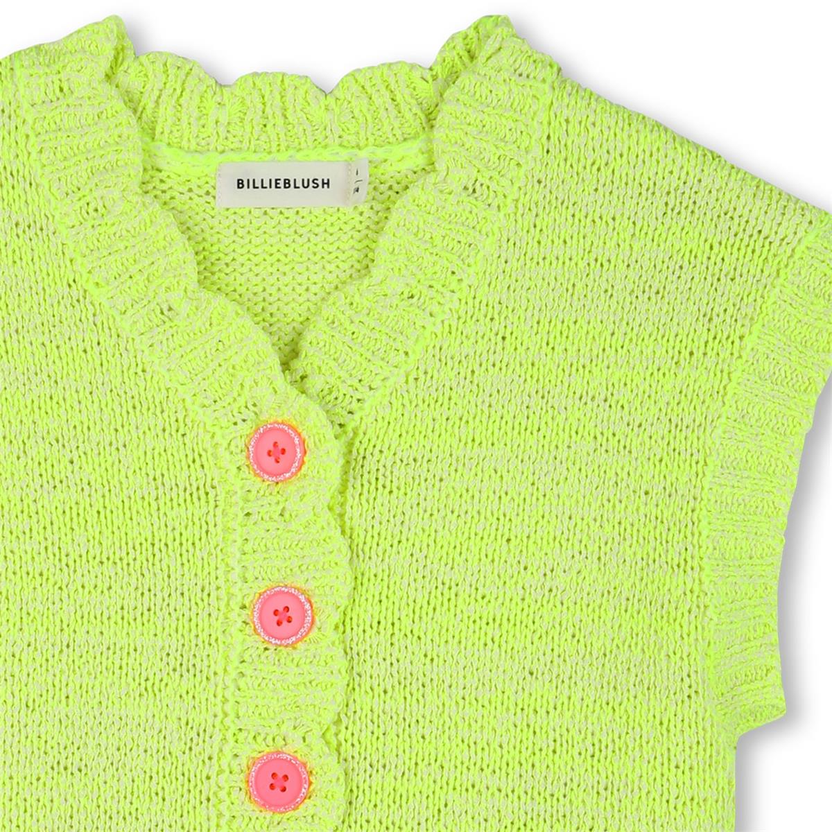 Billieblush - Fluorescerend geel gebreid mouwloos vest