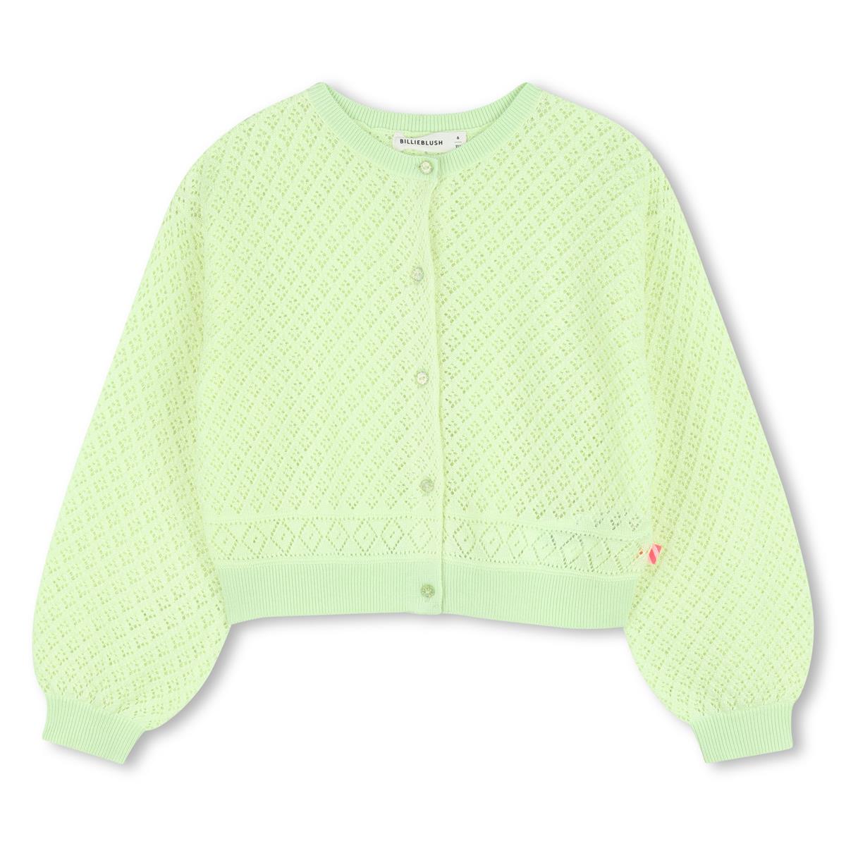 Billieblush - Lemon green openwork & sequined knit cardigan