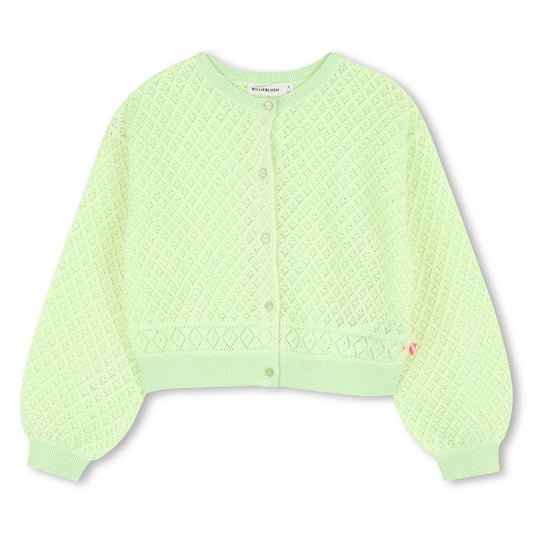 Billieblush - Cárdigan de punto calado y lentejuelas verde limón