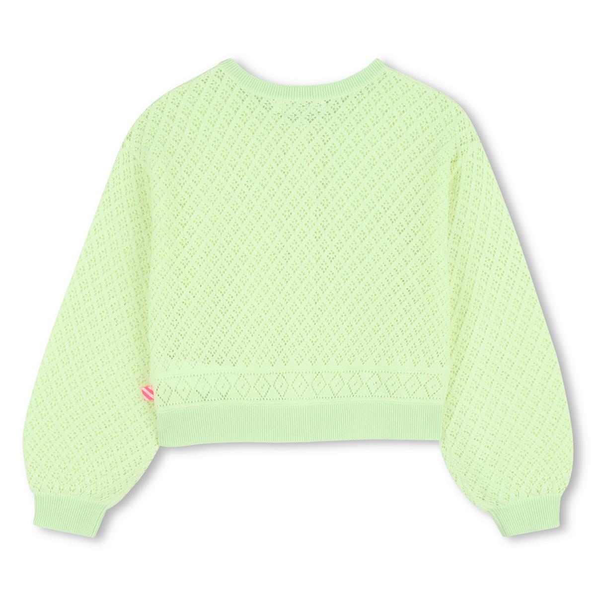 Billieblush - Lemon green openwork & sequined knit cardigan