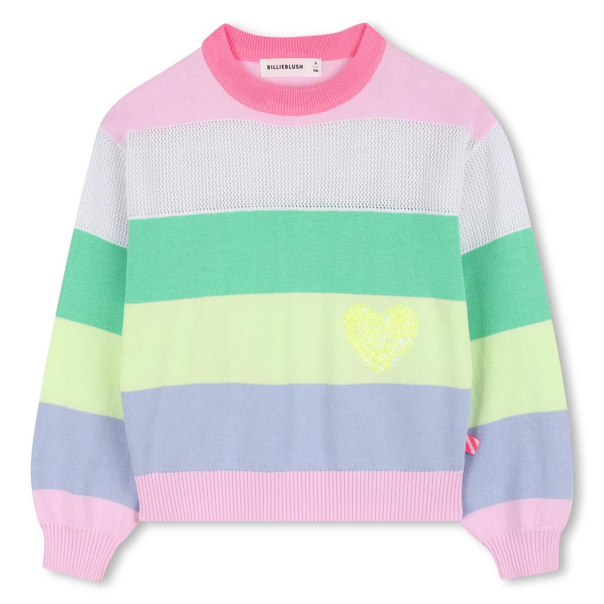 Billieblush – Gestreifter mehrfarbiger Strickpullover
