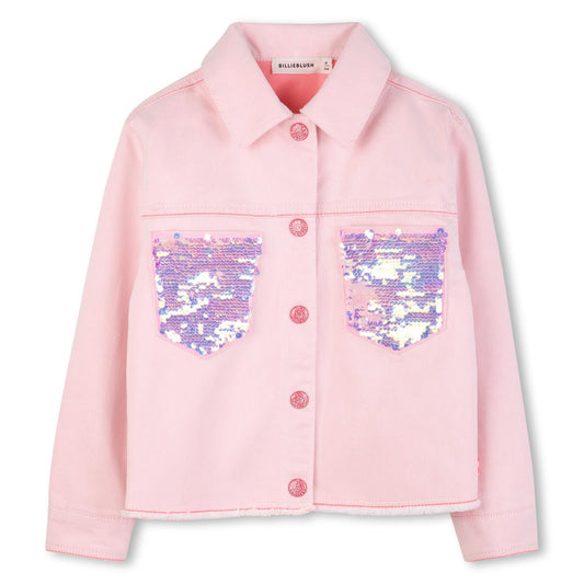 Billieblush - Veste en sergé rose écru & poches en sequins