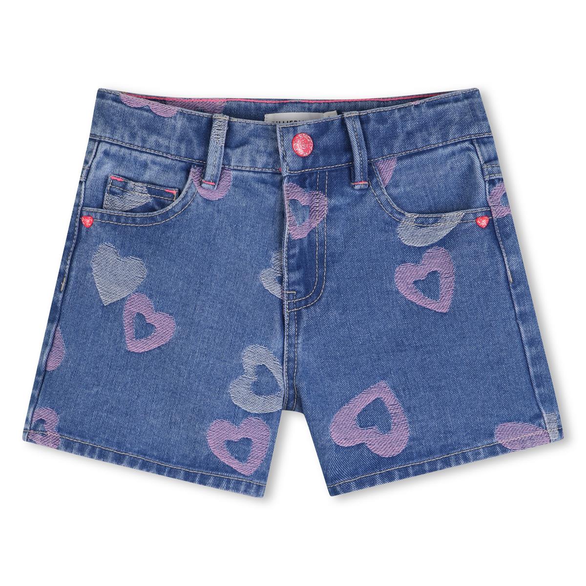 Billieblush – Blaue Jacquard- und Herz-Jeansshorts