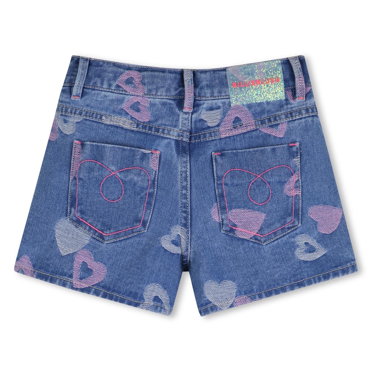 Billieblush – Blaue Jacquard- und Herz-Jeansshorts