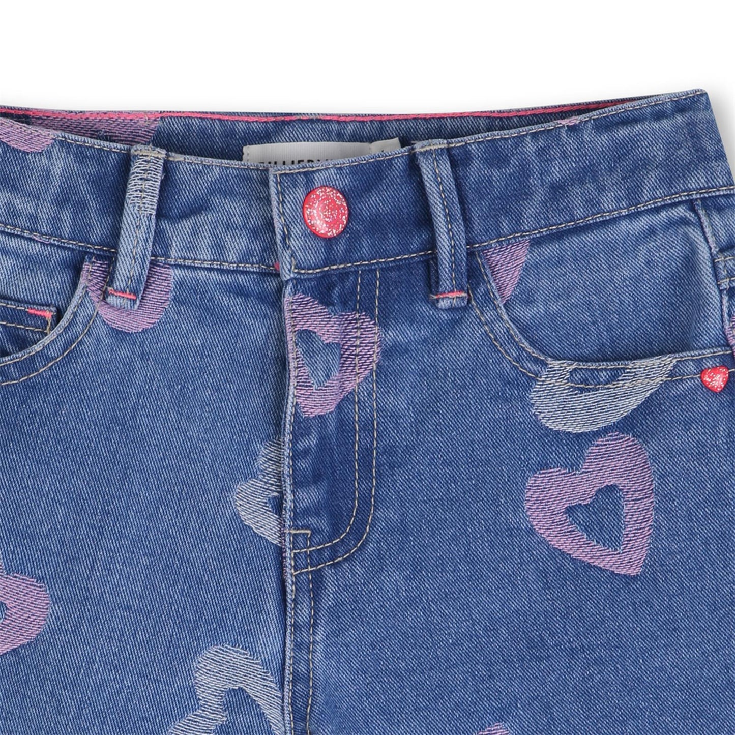 Billieblush – Blaue Jacquard- und Herz-Jeansshorts