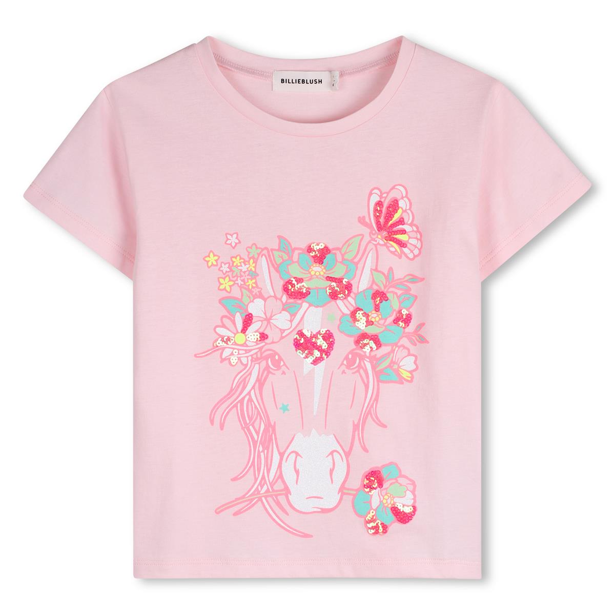 Billieblush - T-shirt baby pink horse & sequins