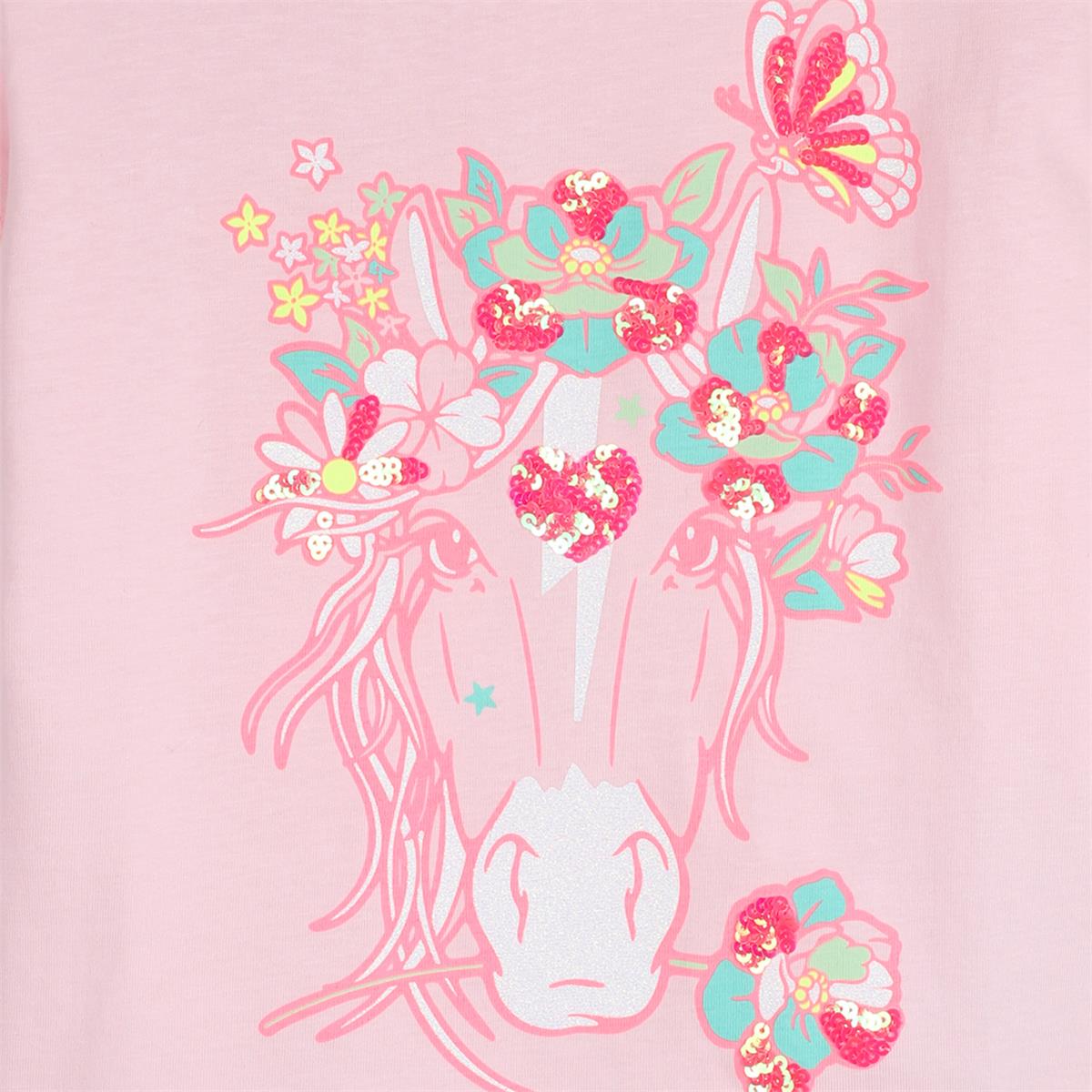 Billieblush - T-shirt baby pink horse & sequins