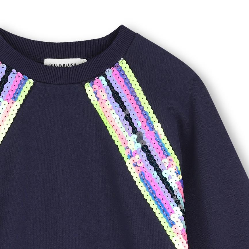 Billieblush - Robe en molleton navy avec sequins