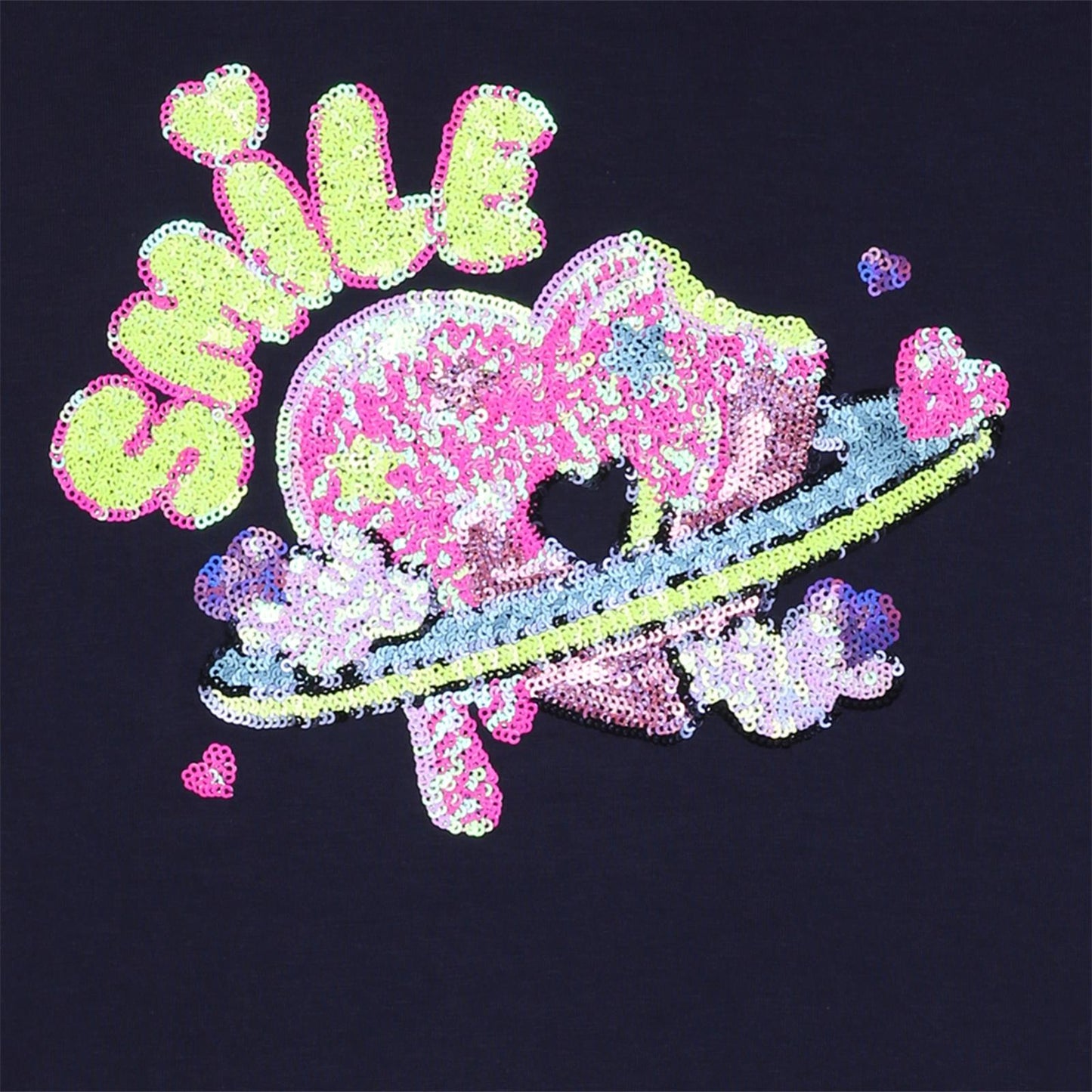 Billieblush - T-shirt navy "Smile" en sequins