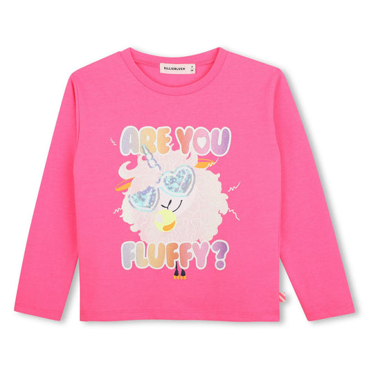 Billieblush - T-shirt fuchsia sequins & paillettes  "Fluffy"