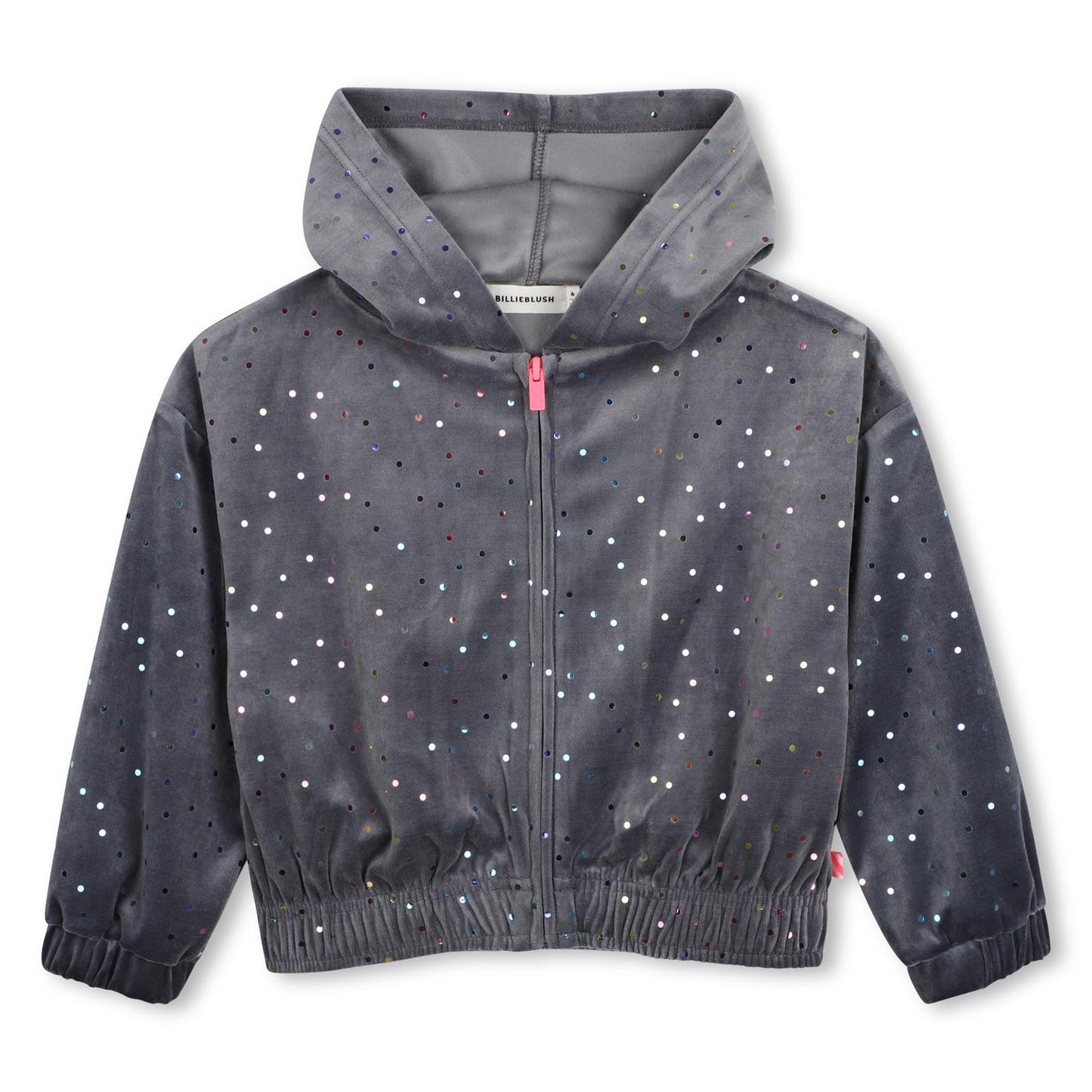 Billieblush - Gilet gris en velours zippé à capuche