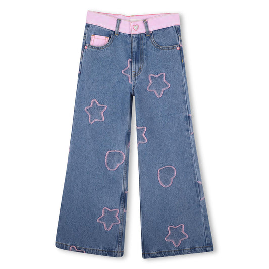 Billieblush – Weite und herzförmige Jacquard-Jeans
