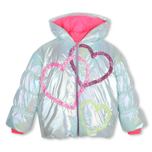 Billieblush – Daunenjacke mit Kapuze und Herzpailletten