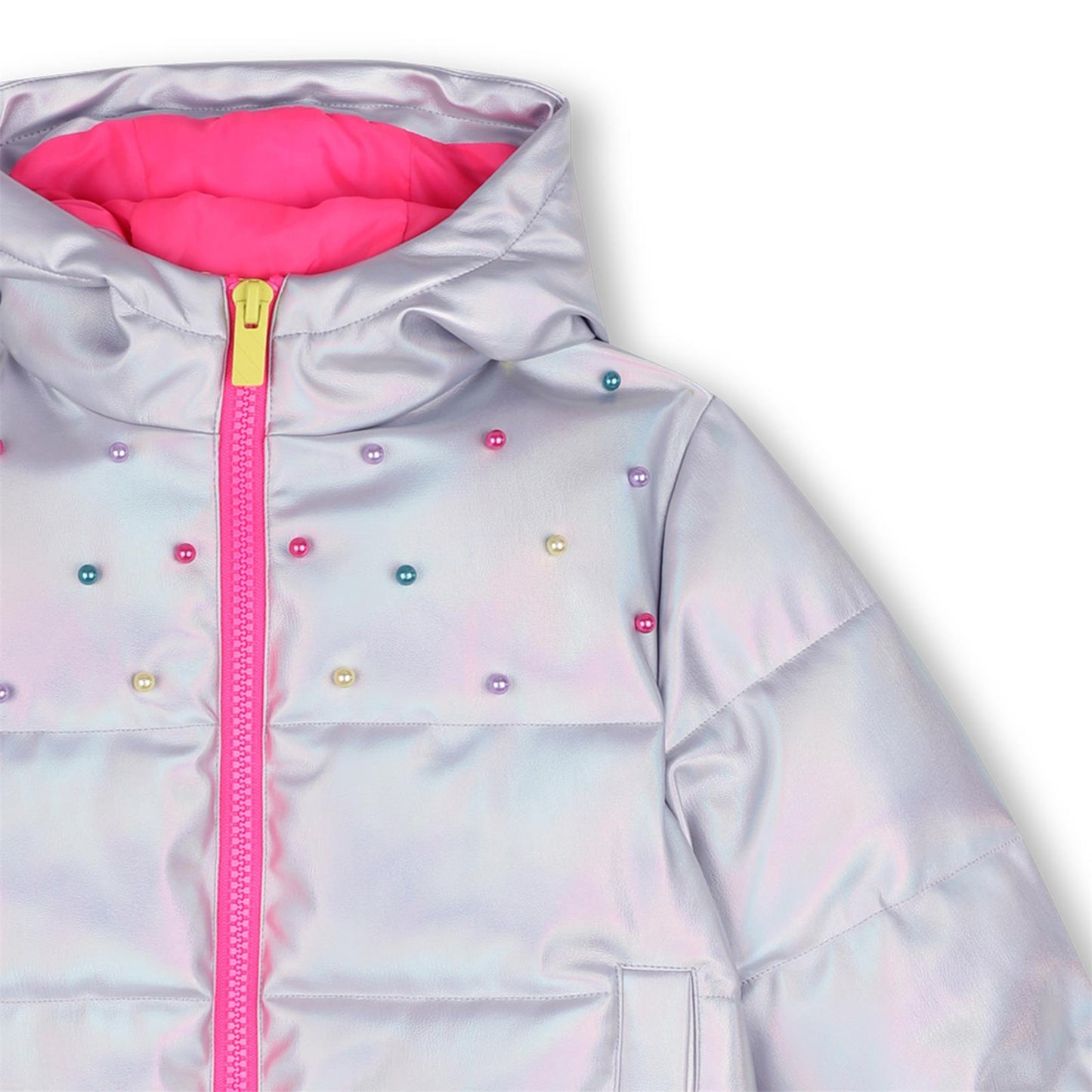 Billieblush - Doudoune nacrée à capuche & perles multicolores