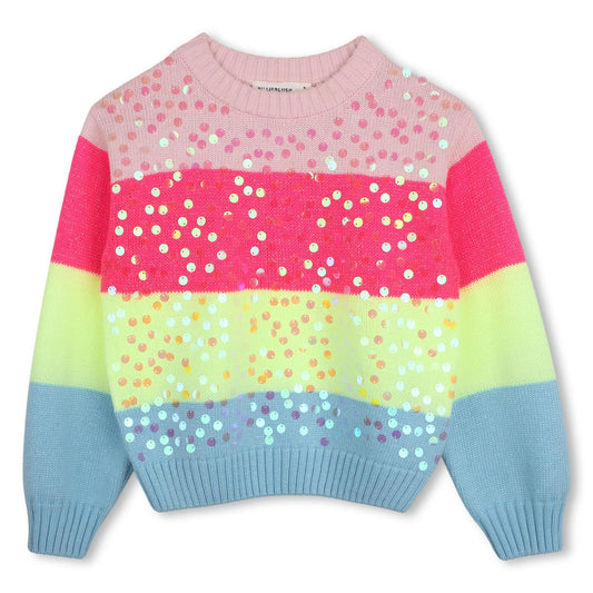 Billieblush striped knit sweater with sequins